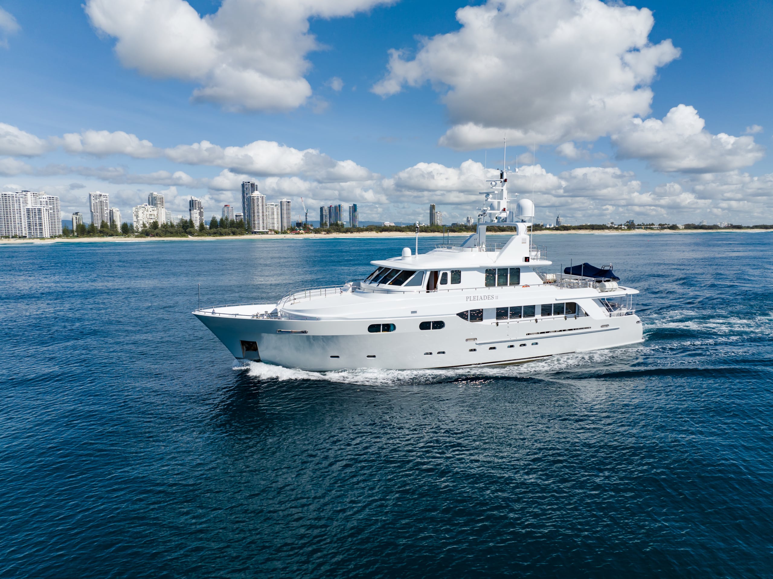 charter Pleiades II, luxury yacht hire, private yacht charter, yacht hire Australia, Pleiades II yacht, yacht charter Gold Coast, yacht charter Whitsundays, luxury yacht Australia, superyacht charter, event yacht hire, yacht for celebrations, yacht with jacuzzi, Kingship Marine yacht, Chapman Yachting charter