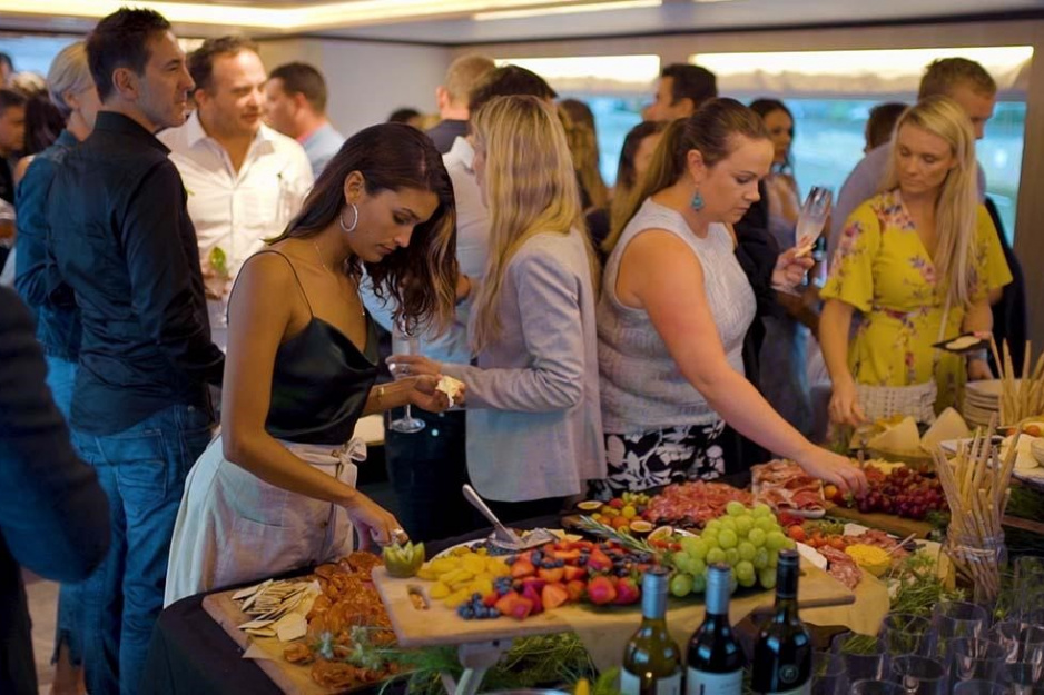 Eating Food On Chapman Yachting Corporate Functions Yacht Hire